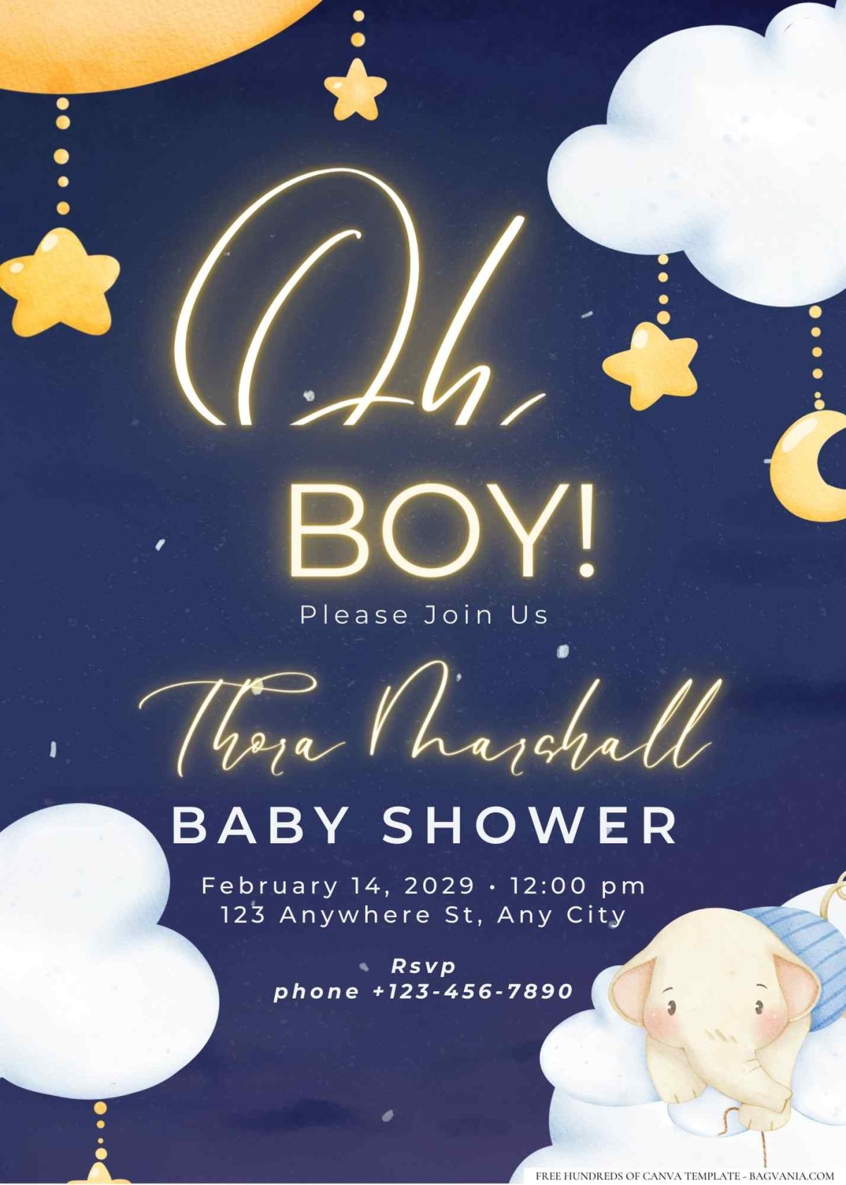 FREE Editable Twinkle Twinkle Little Starry Night Baby Shower Invitation