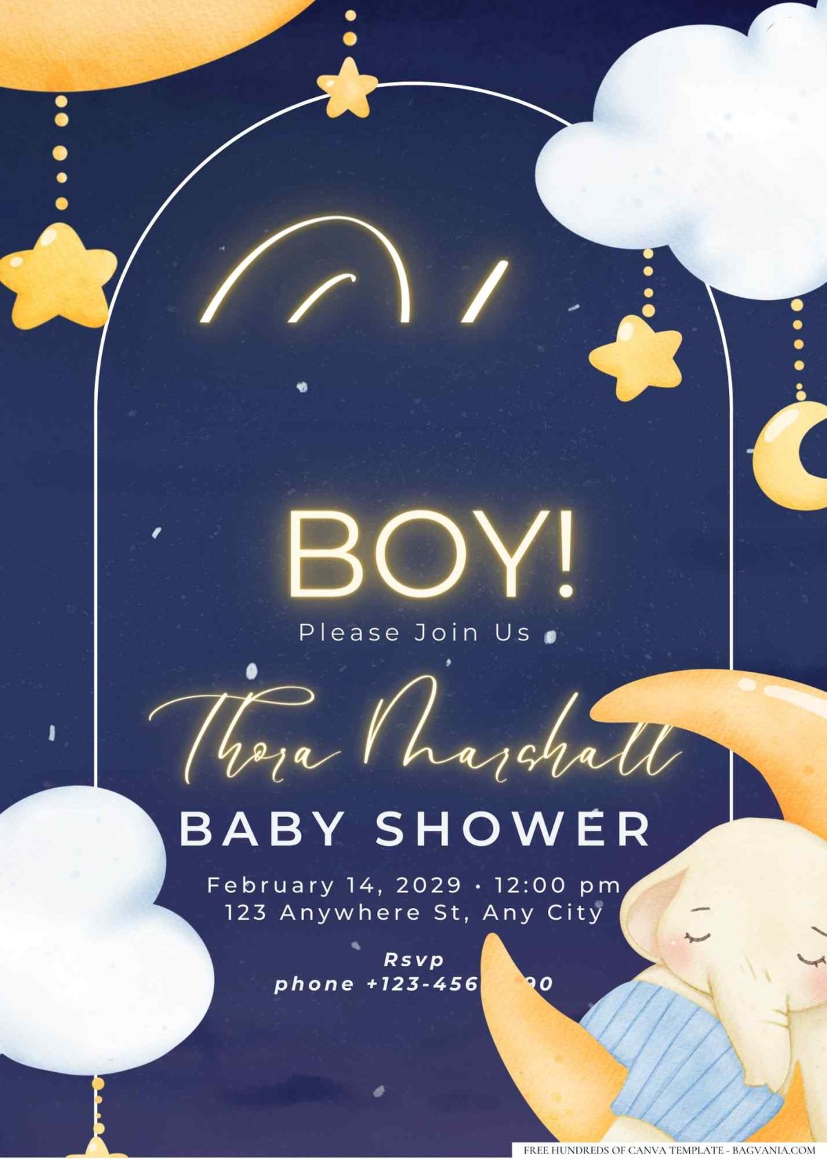 FREE Editable Twinkle Twinkle Little Starry Night Baby Shower Invitation