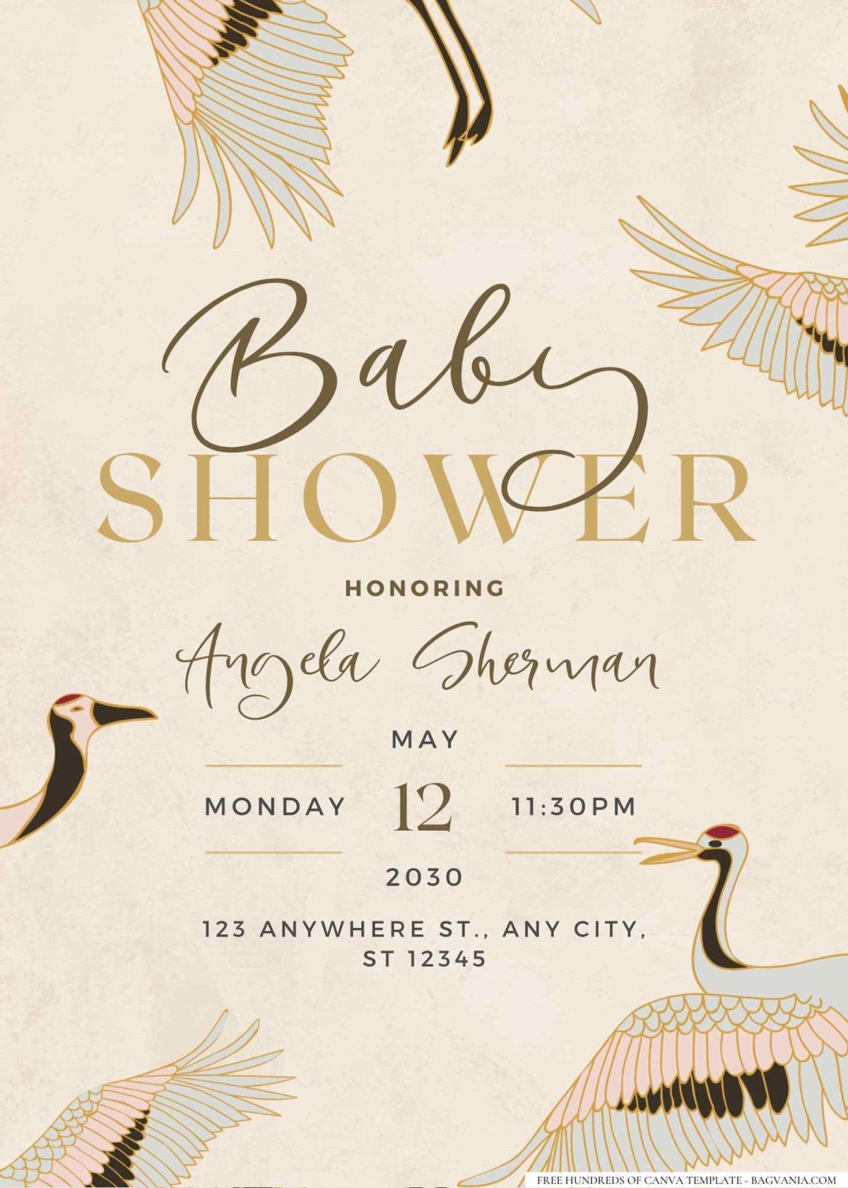FREE Editable Vintage Stork Delivery Baby Shower Invitation