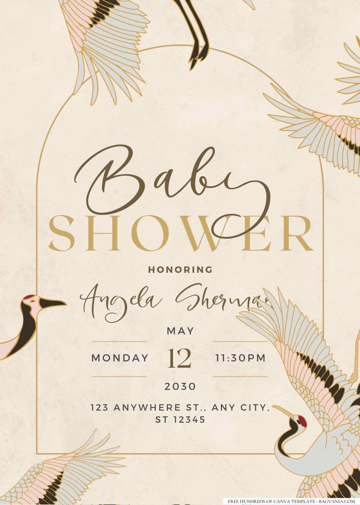 FREE Editable Vintage Stork Delivery Baby Shower Invitation