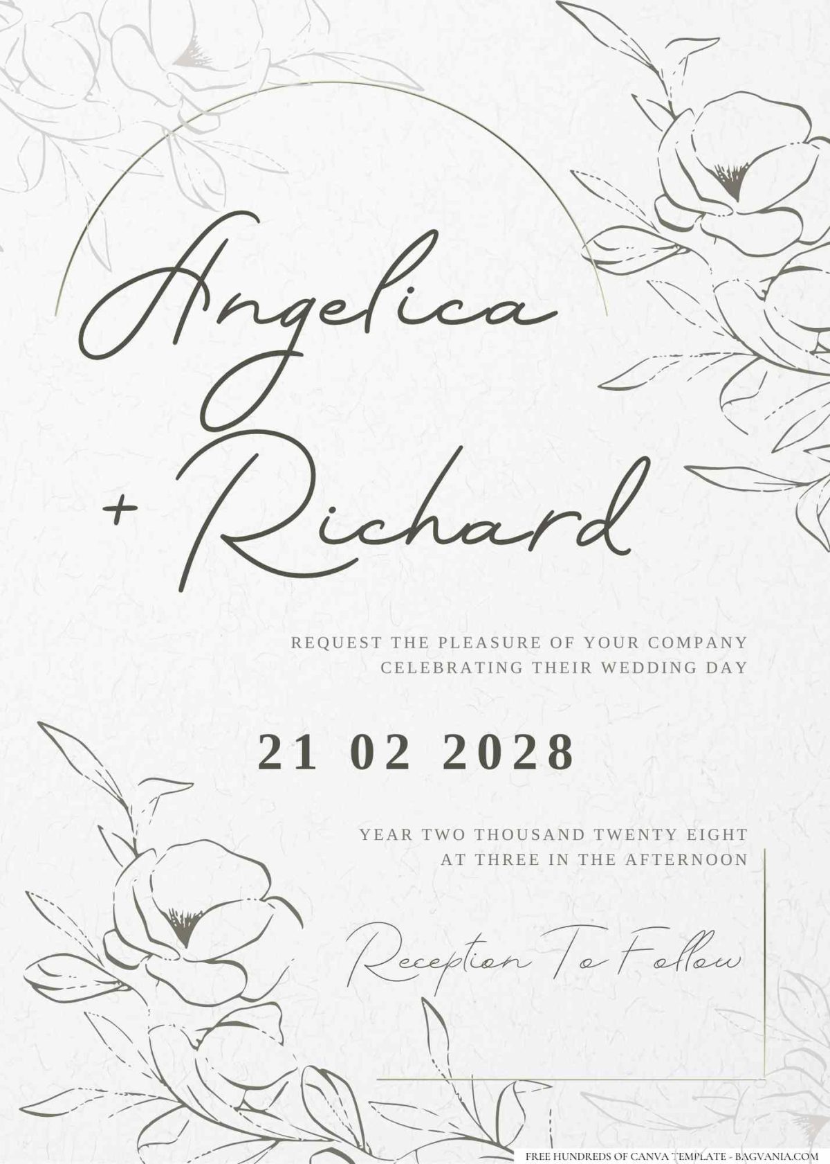 FREE Editable Vintage Postcard-style Floral Wedding Invitation