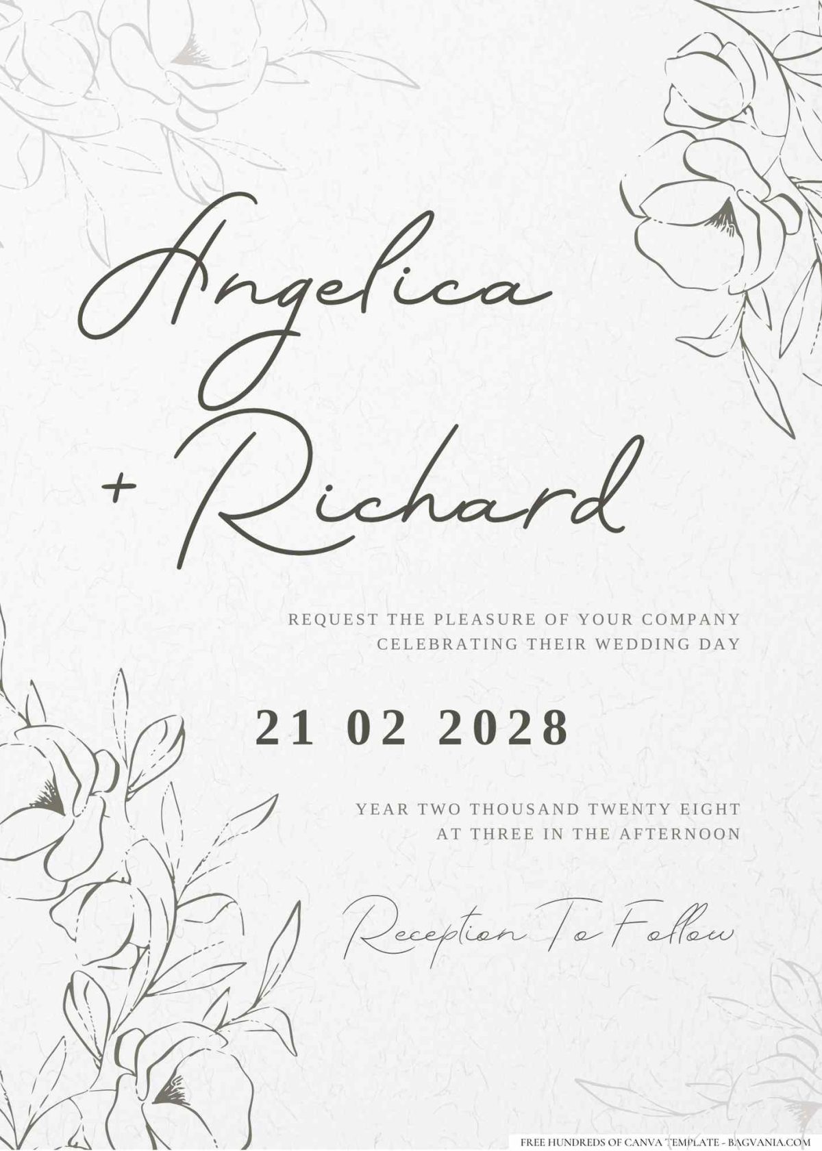 FREE Editable Vintage Postcard-style Floral Wedding Invitation