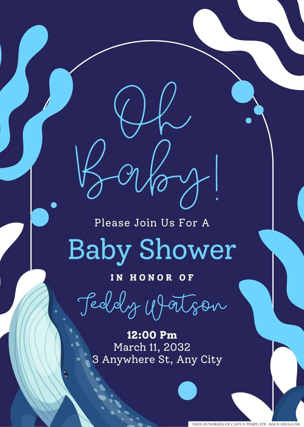 FREE Editable Whale of a Time Ocean Baby Shower Invitation