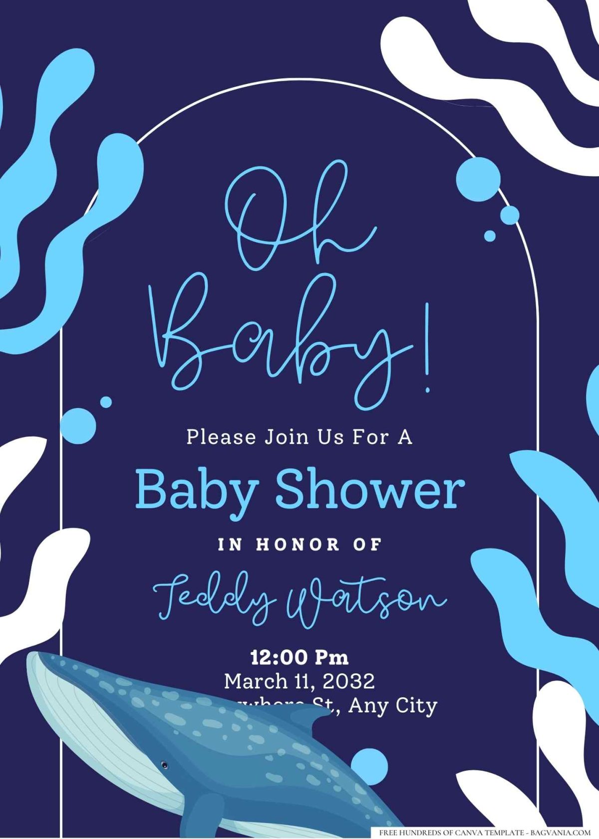 FREE Editable Whale of a Time Ocean Baby Shower Invitation