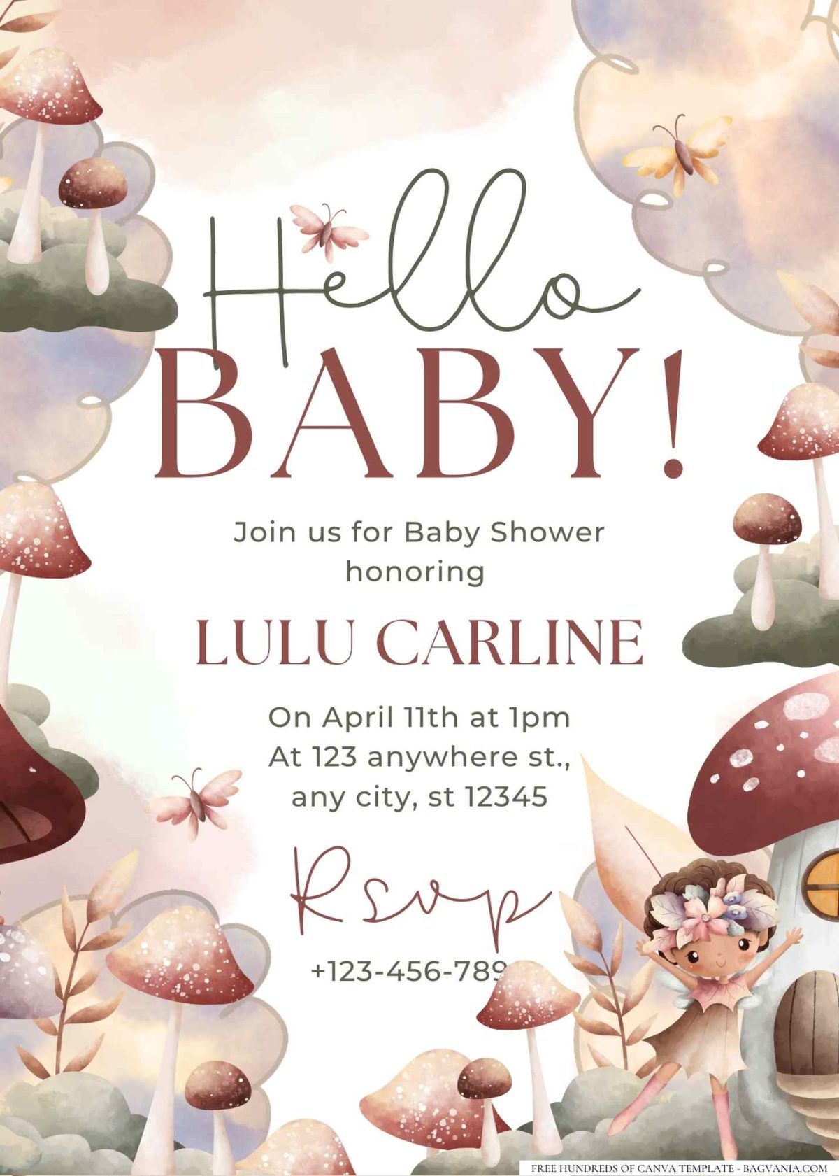 FREE Editable Whimsical Wonderland Baby Shower Invitation