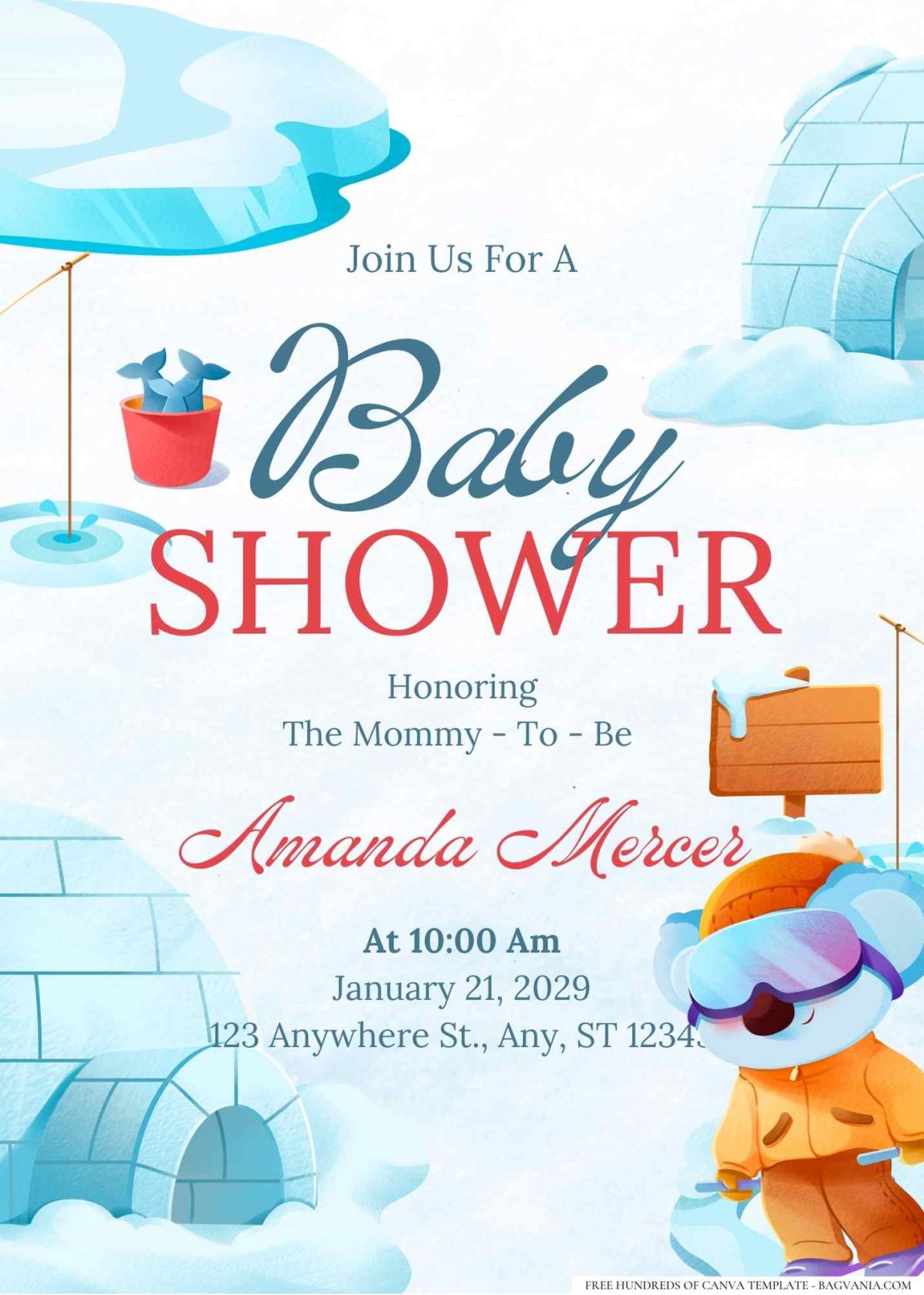 FREE Editable Winter Wonderland Snowflake Baby Shower Invitation