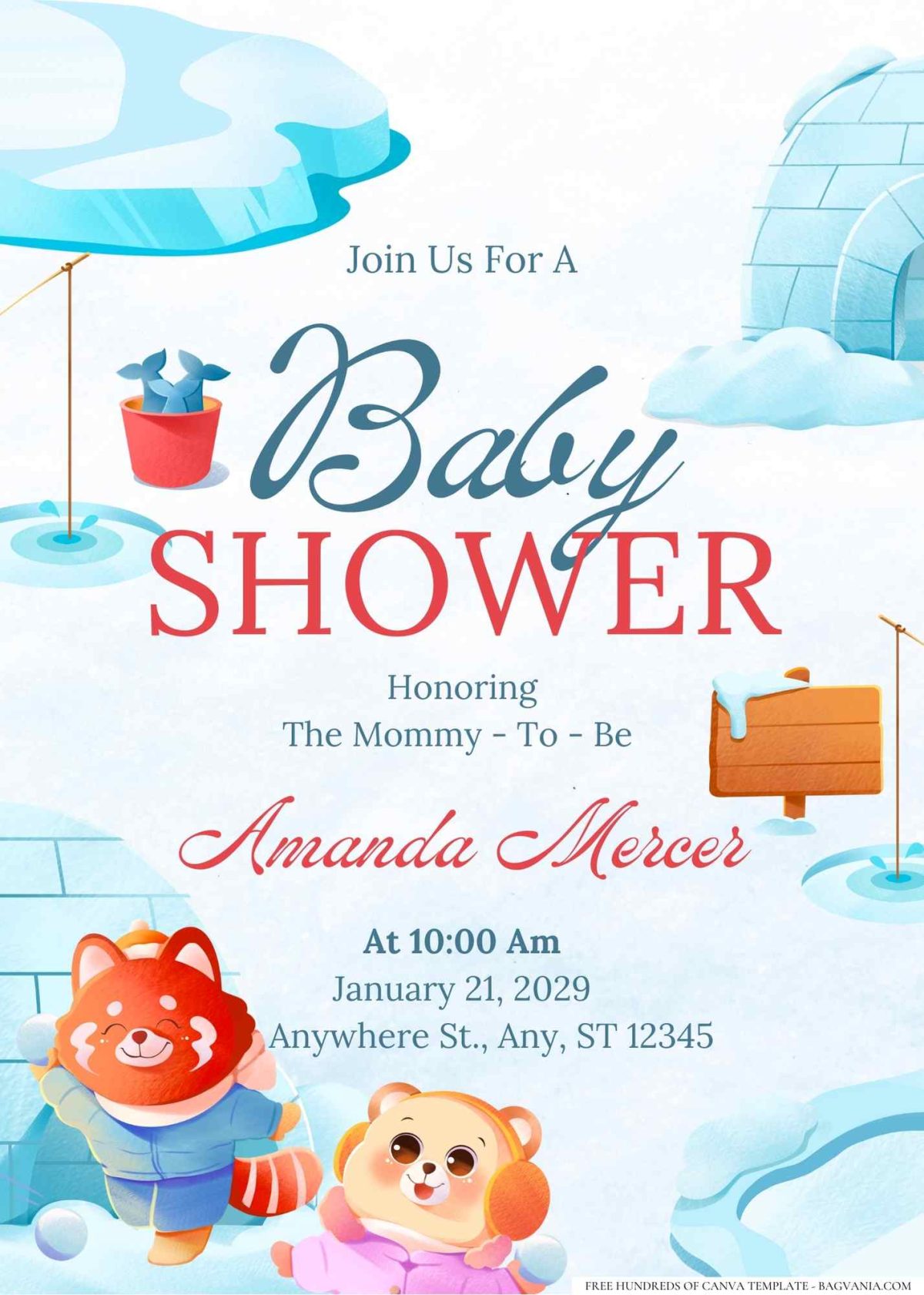 FREE Editable Winter Wonderland Snowflake Baby Shower Invitation