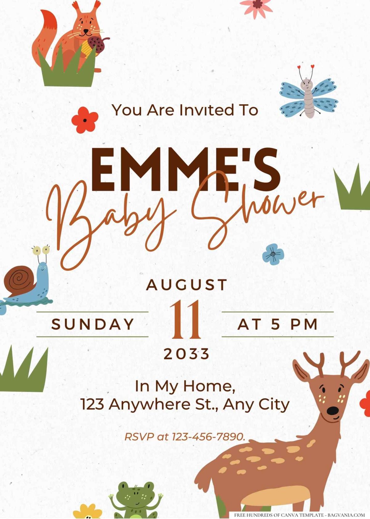 FREE Editable Woodland Friends Animals Baby Shower Invitation