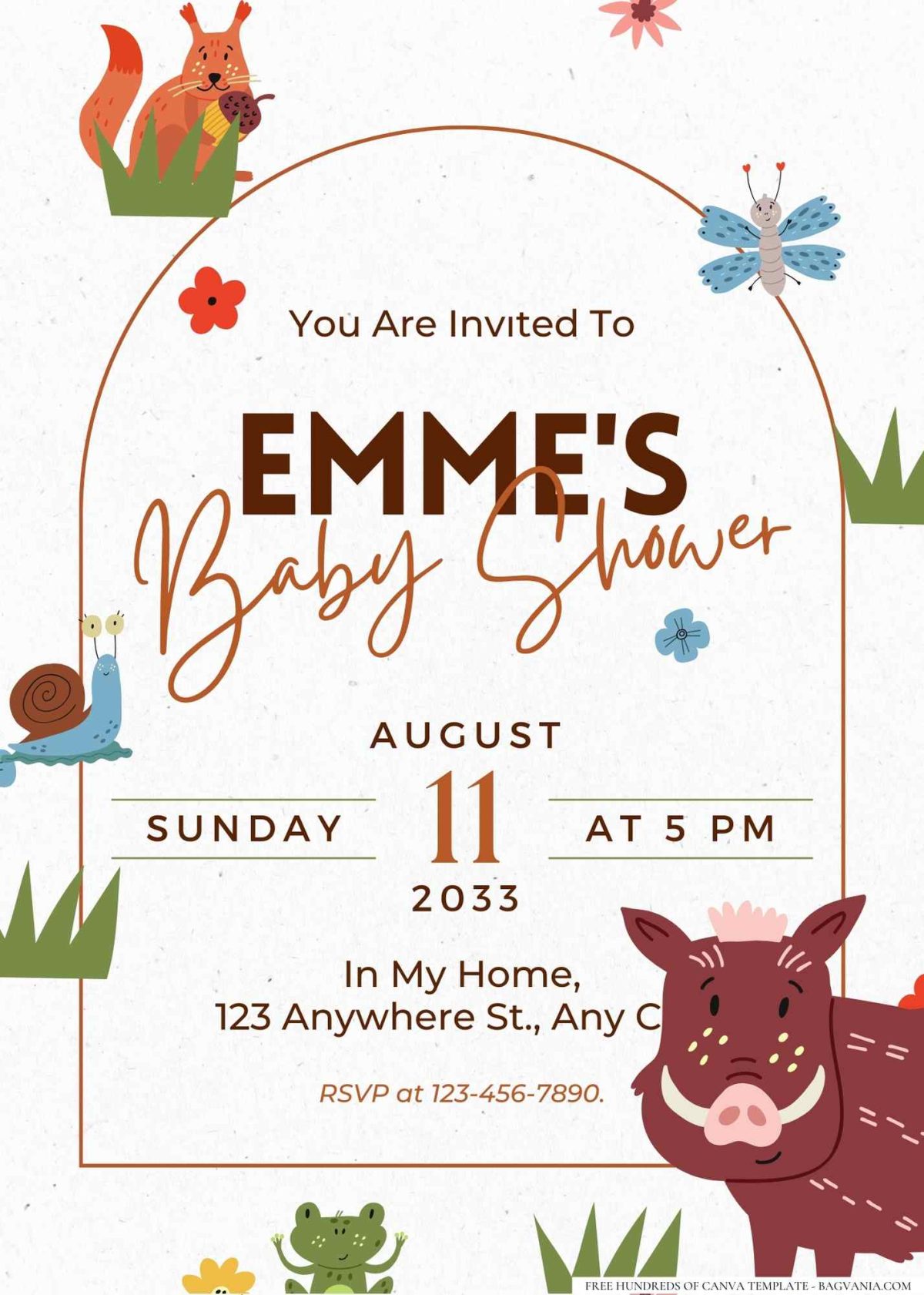 FREE Editable Woodland Friends Animals Baby Shower Invitation
