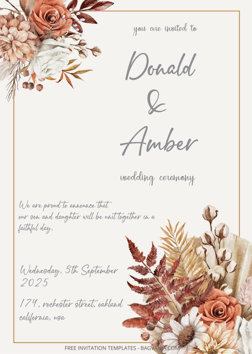 Free Editable PDF - Autumn Memoir Wedding Invitation Templates