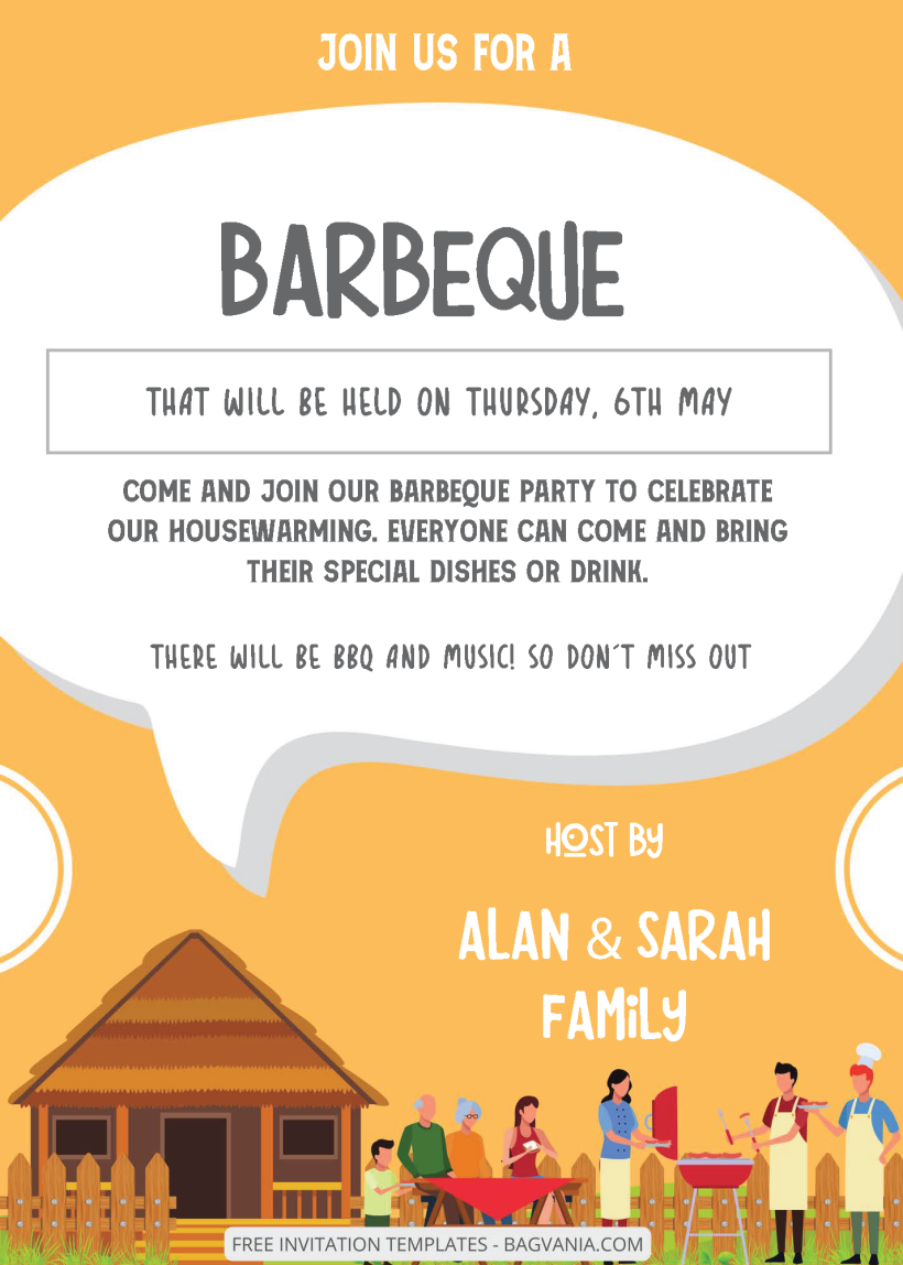 Free Editable PDF - Barbecue Housewarming Party Invitation Templates
