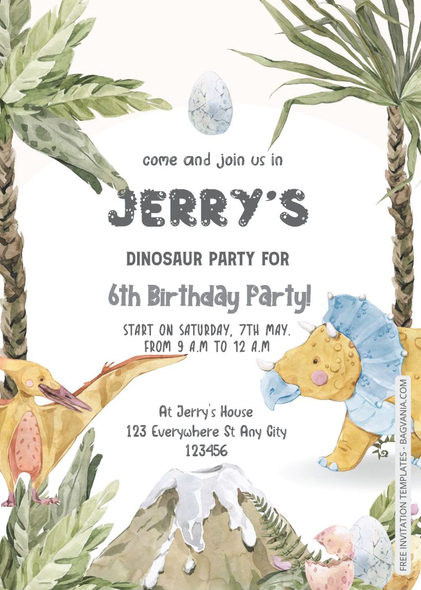 Free Editable PDF - Dino's Jungle Birthday Invitation Templates