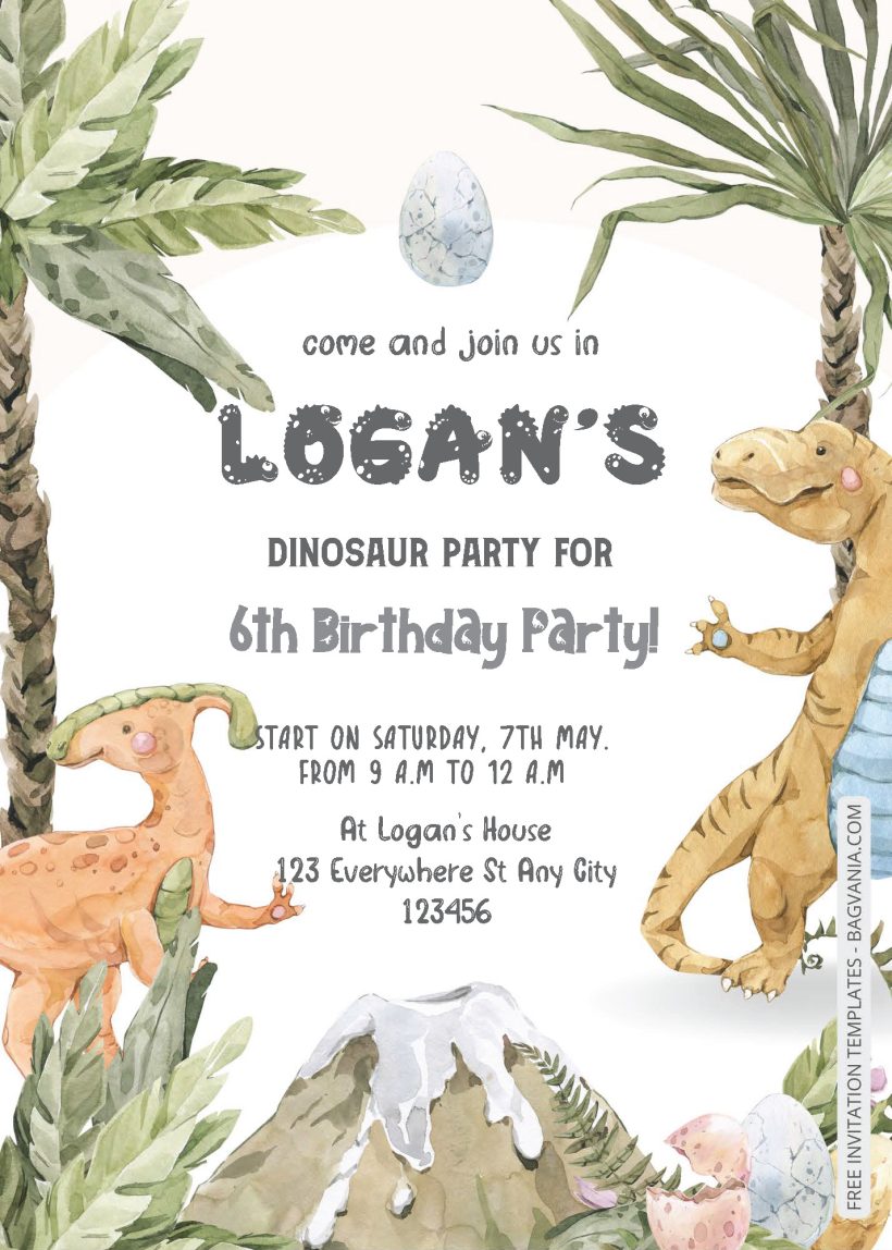 Free Editable PDF - Dino's Jungle Birthday Invitation Templates