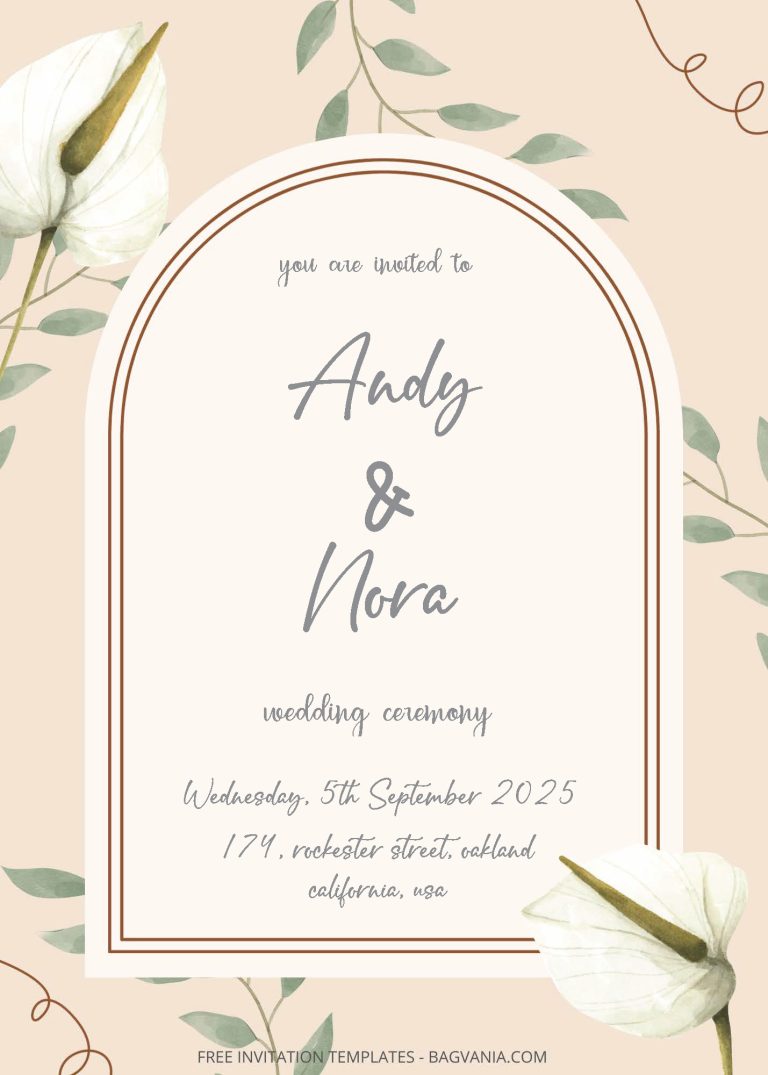 Free Editable PDF – Little Flower Wedding Invitation Templates | Bagvania