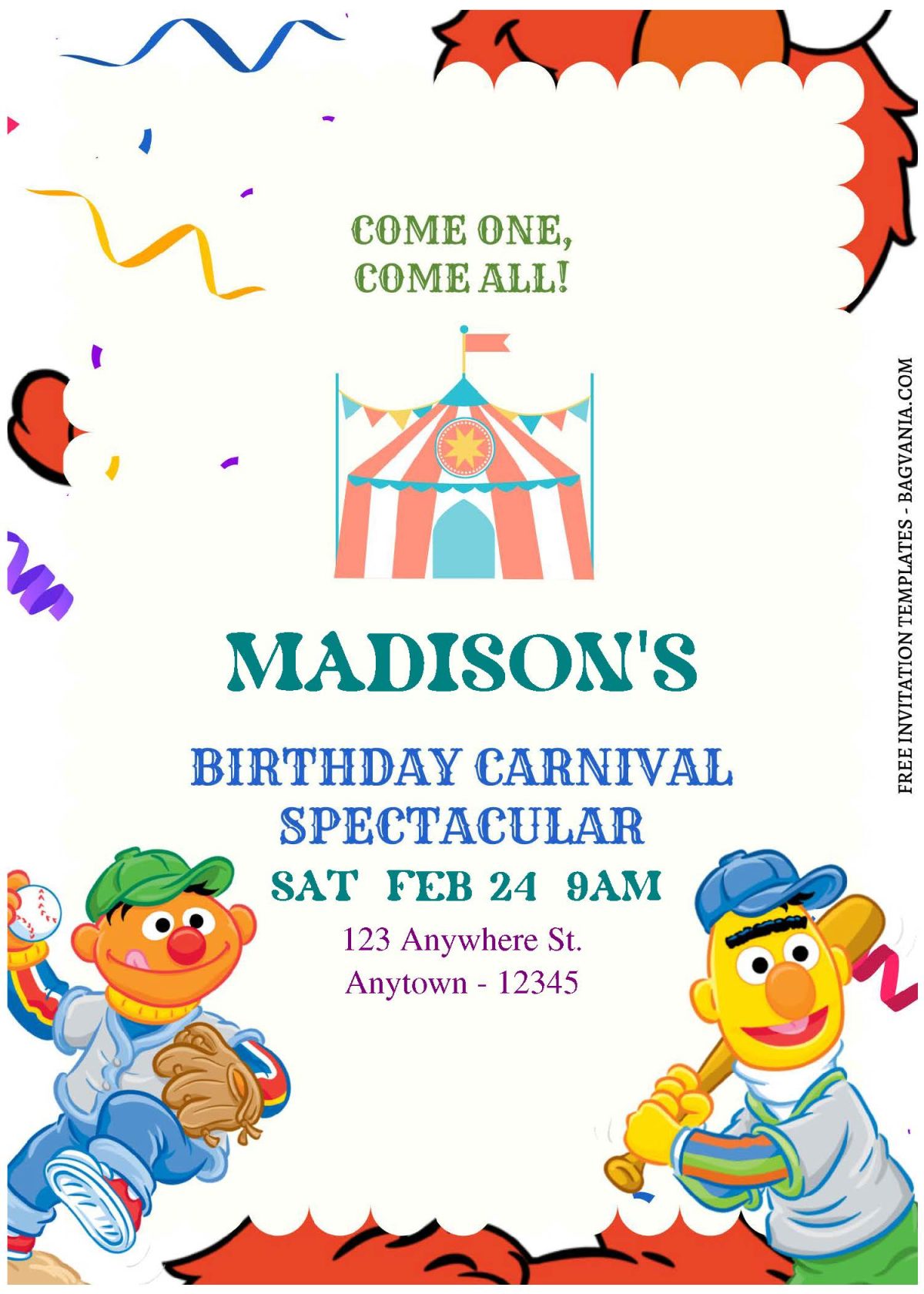 (Free Editable PDF) Joyful Sesame Street Birthday Party Invitation Templates A