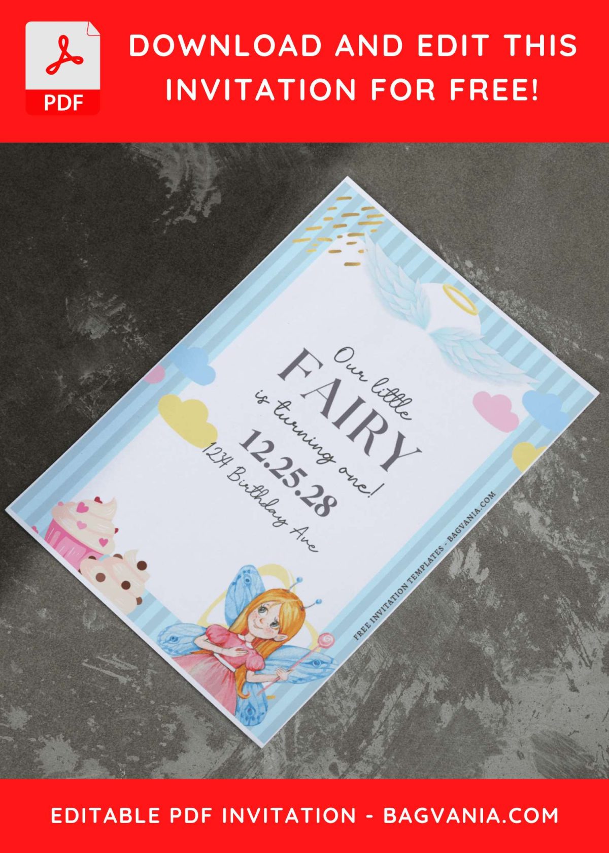 (Free Editable PDF) Lovely Little Fairy Birthday Invitation Templates E