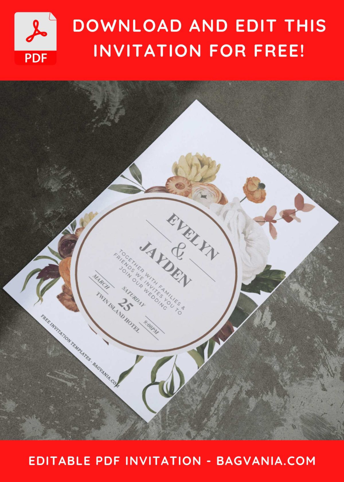(Free Editable PDF) Memorable Autumn Wedding Invitation Templates C