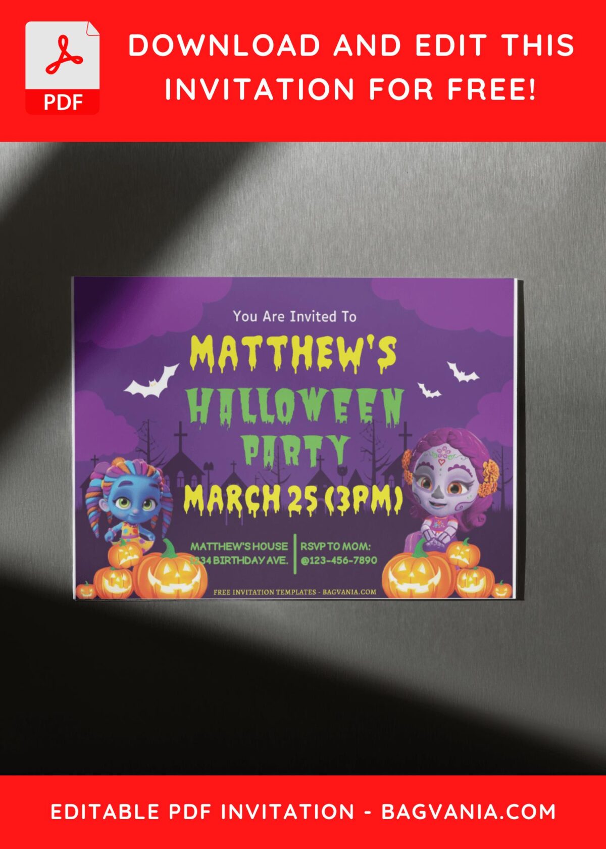 (Free Editable PDF) Super Monster Halloween Birthday Invitation Templates F