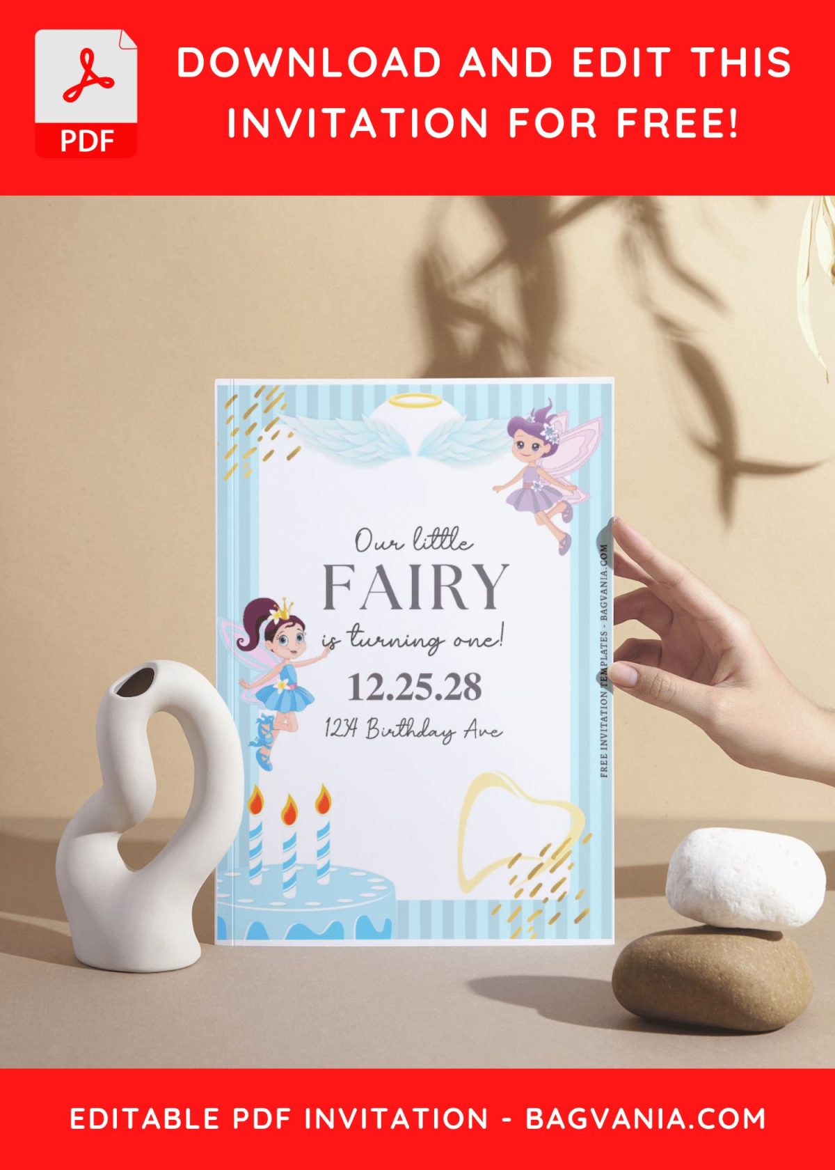 (Free Editable PDF) Lovely Little Fairy Birthday Invitation Templates H