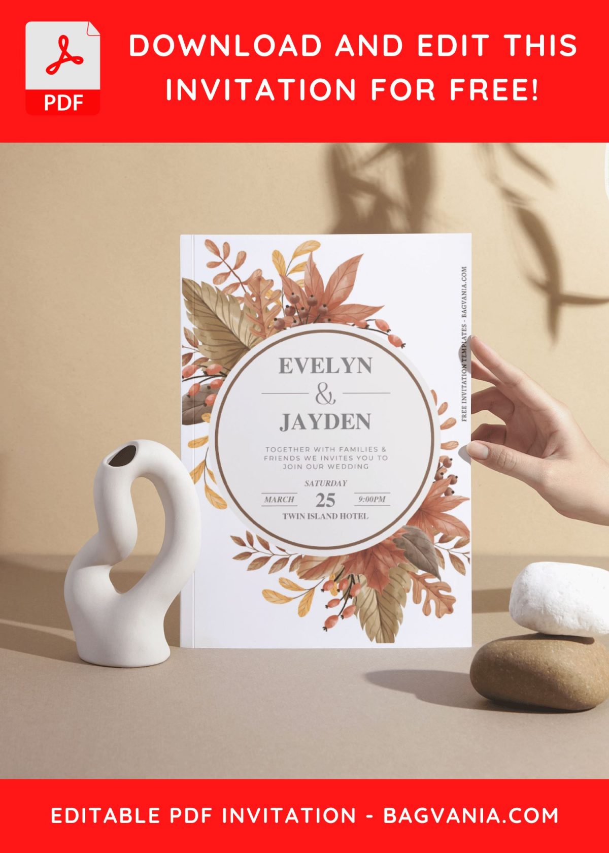 (Free Editable PDF) Memorable Autumn Wedding Invitation Templates F