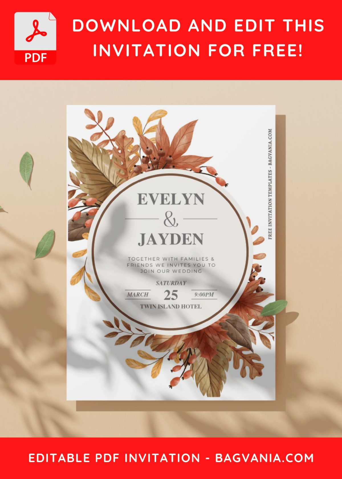 (Free Editable PDF) Memorable Autumn Wedding Invitation Templates G