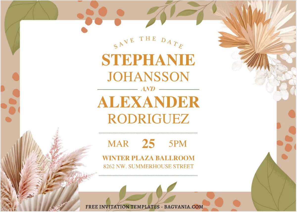 Bohemian Greenery Save The Date Invitation