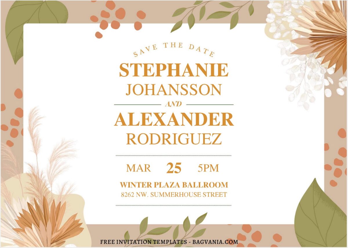 Bohemian Baby's Breath Flower Wedding Invitation