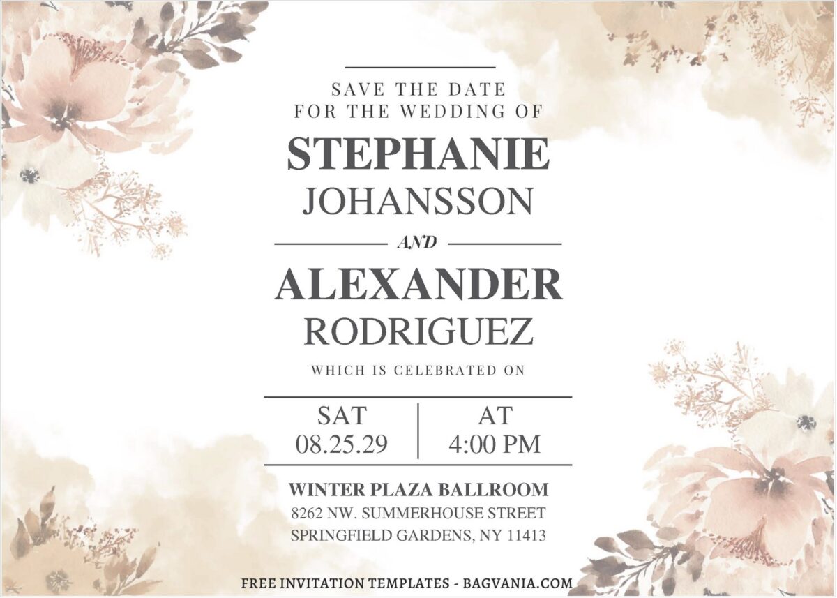 (Free Editable PDF) Subtle Elegance Floral Wedding Invitation Templates I
