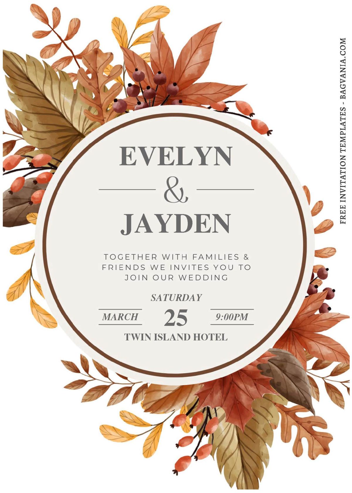 (Free Editable PDF) Memorable Autumn Wedding Invitation Templates H