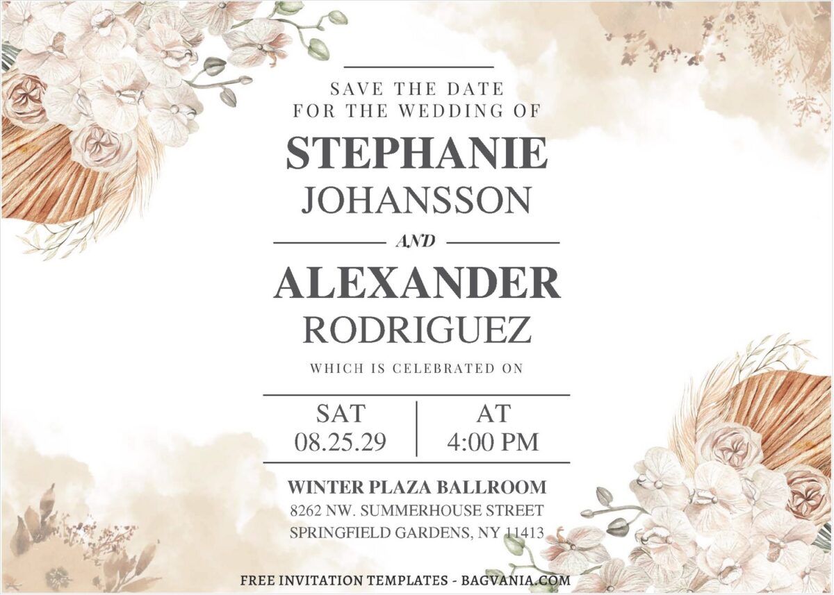 (Free Editable PDF) Subtle Elegance Floral Wedding Invitation Templates J