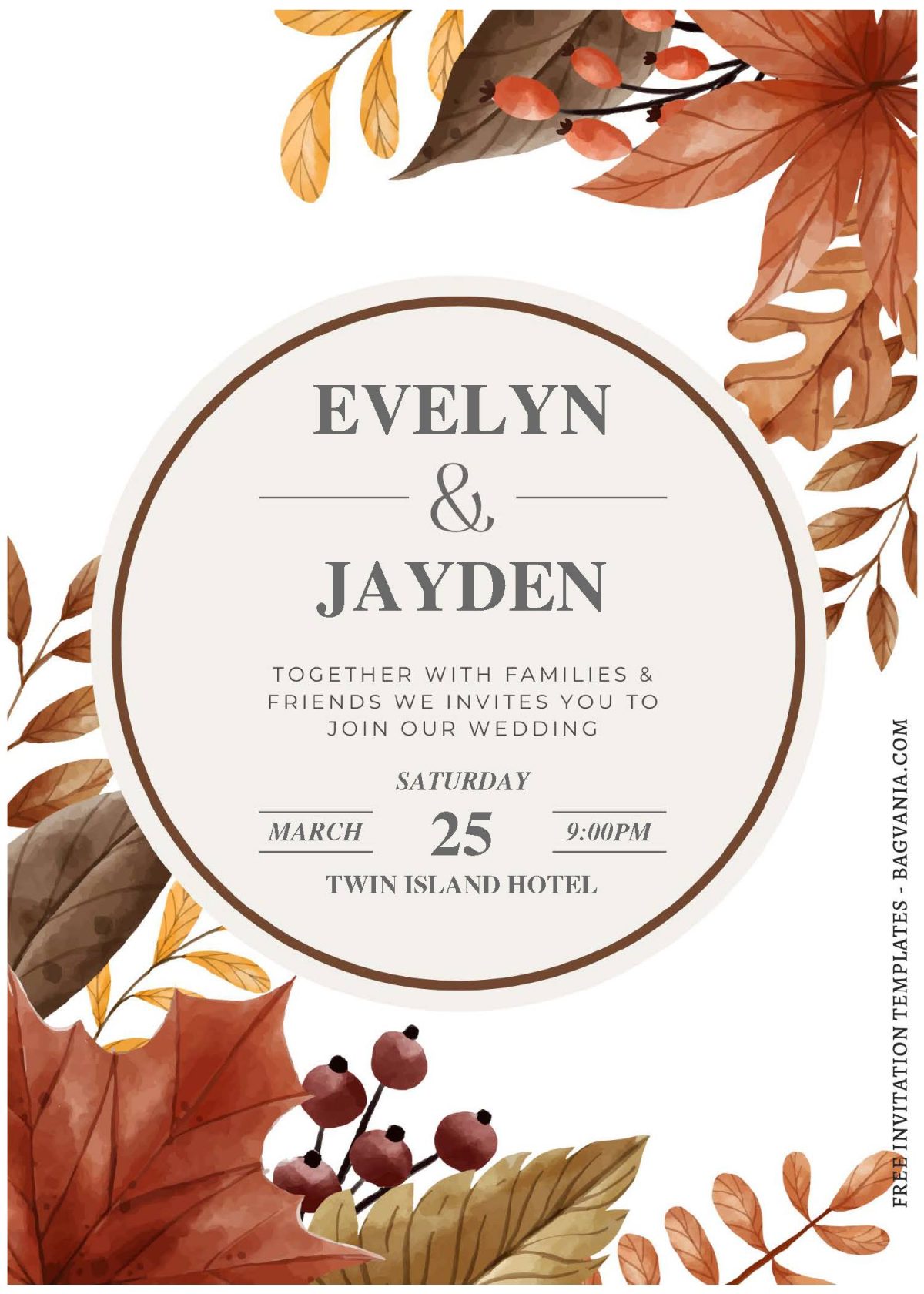 (Free Editable PDF) Memorable Autumn Wedding Invitation Templates I