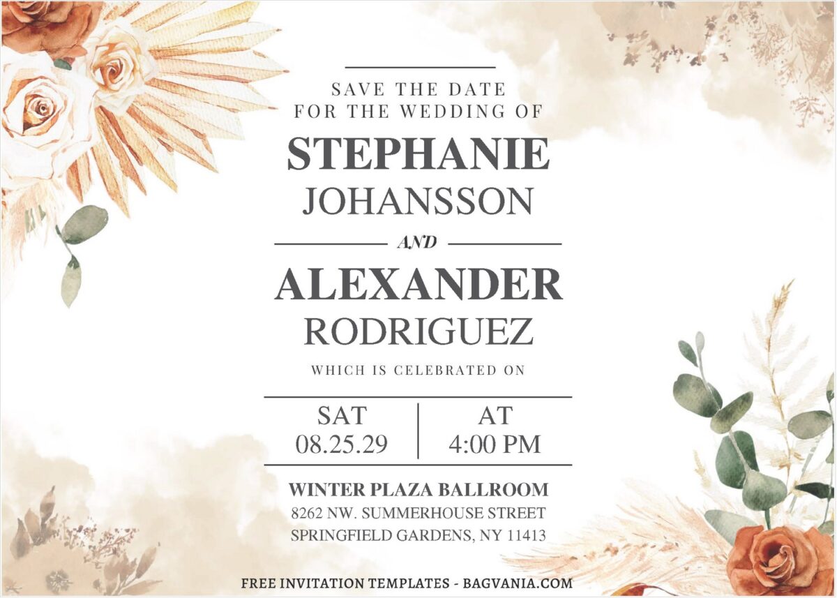 (Free Editable PDF) Subtle Elegance Floral Wedding Invitation Templates A