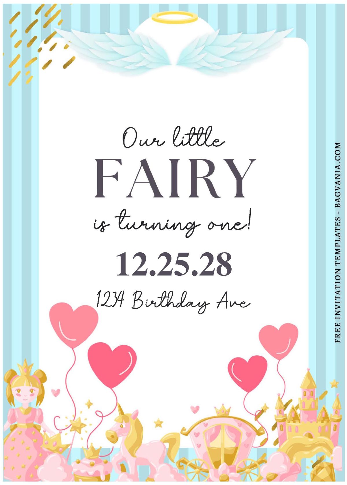 (Free Editable PDF) Lovely Little Fairy Birthday Invitation Templates A