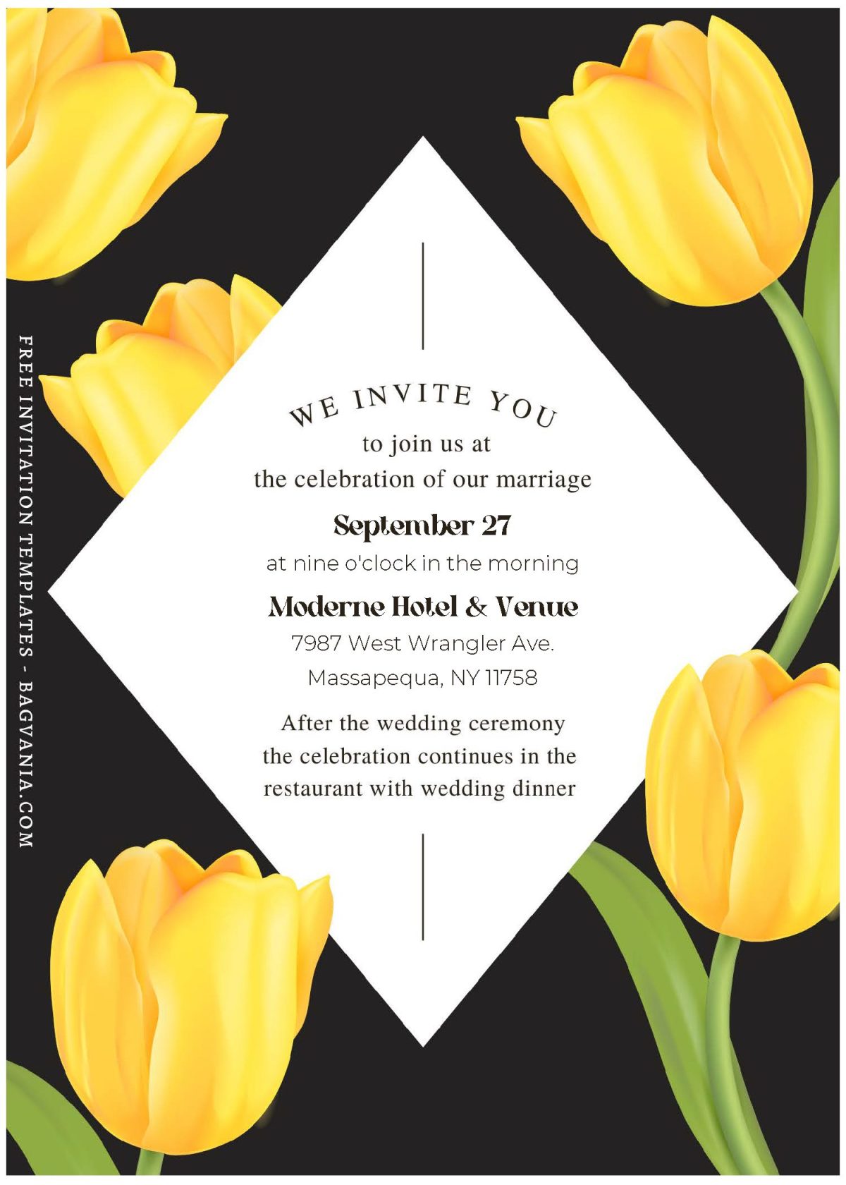 (Free Editable PDF) Blooming Beautiful Tulip Wedding Invitation Templates E