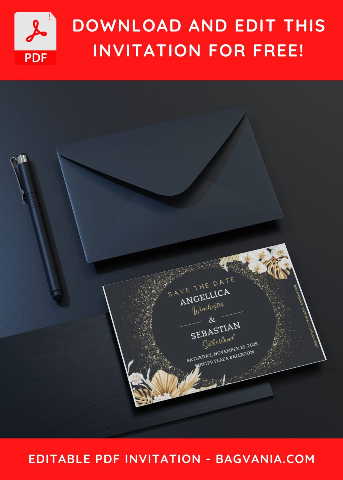 (Free Editable PDF) Simply Elegance Wedding Invitation Templates C