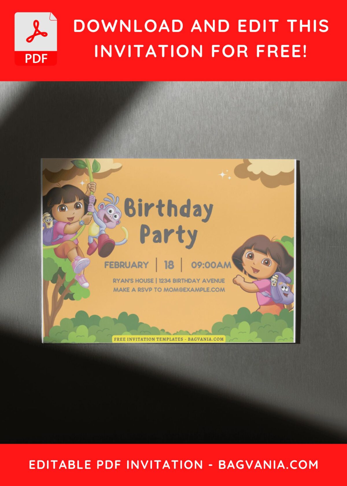 (Free Editable PDF) Cheerful Dora And Friends Birthday Invitation Templates D