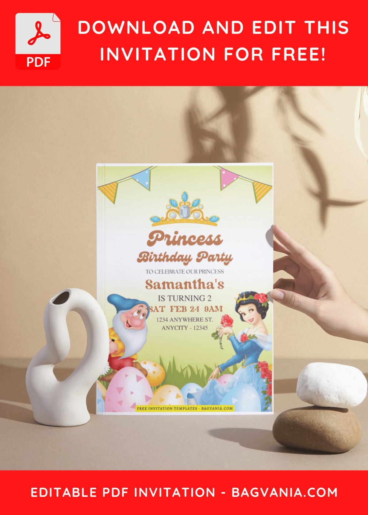 (Free Editable PDF) Magical Snow White Birthday Invitation Templates H