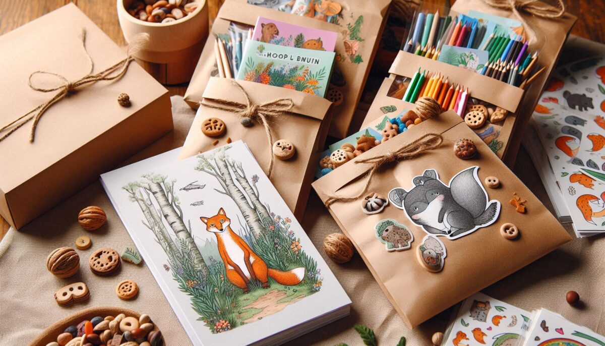 DIY Woodland Animal Party Favor Bag filled with snack