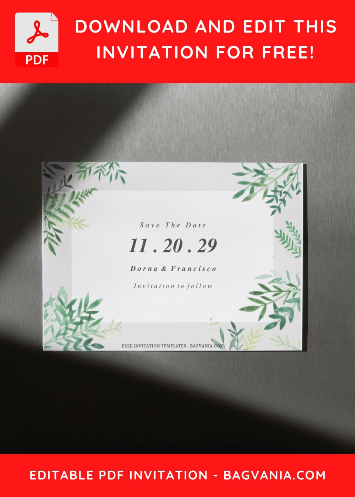 (Free Editable PDF) Gorgeous Dusty Greenery Wedding Invitation Templates F