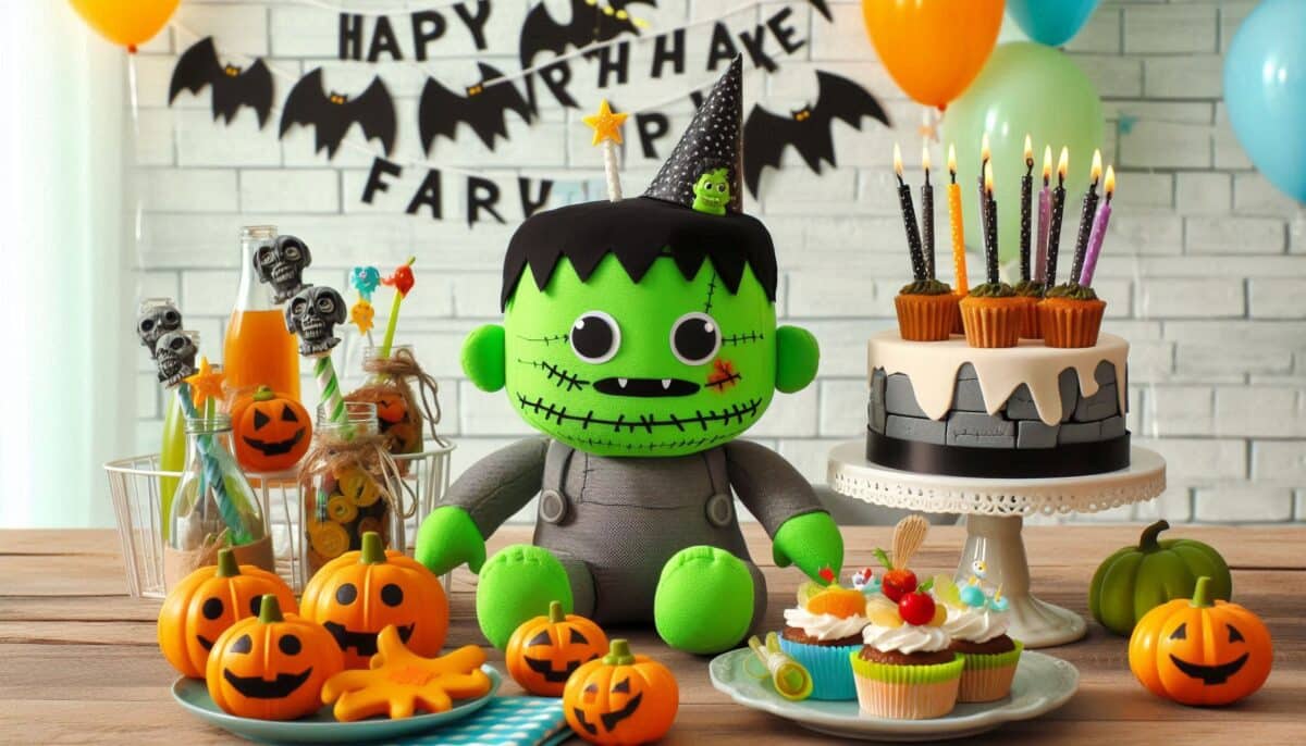 Frankenstein Birthday Party With Cute Stuffed Frankenstein