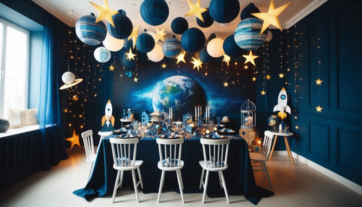 Hanging Planet Space themed party decor