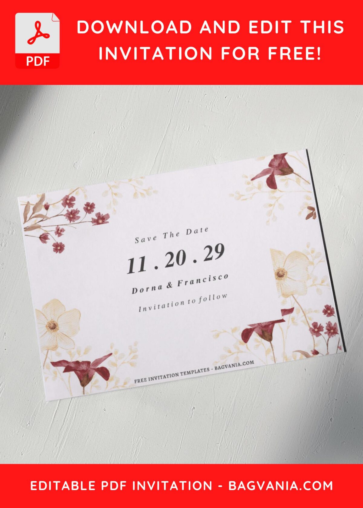 (Free Editable PDF) Majestic Spring Floral Wedding Invitation Templates A