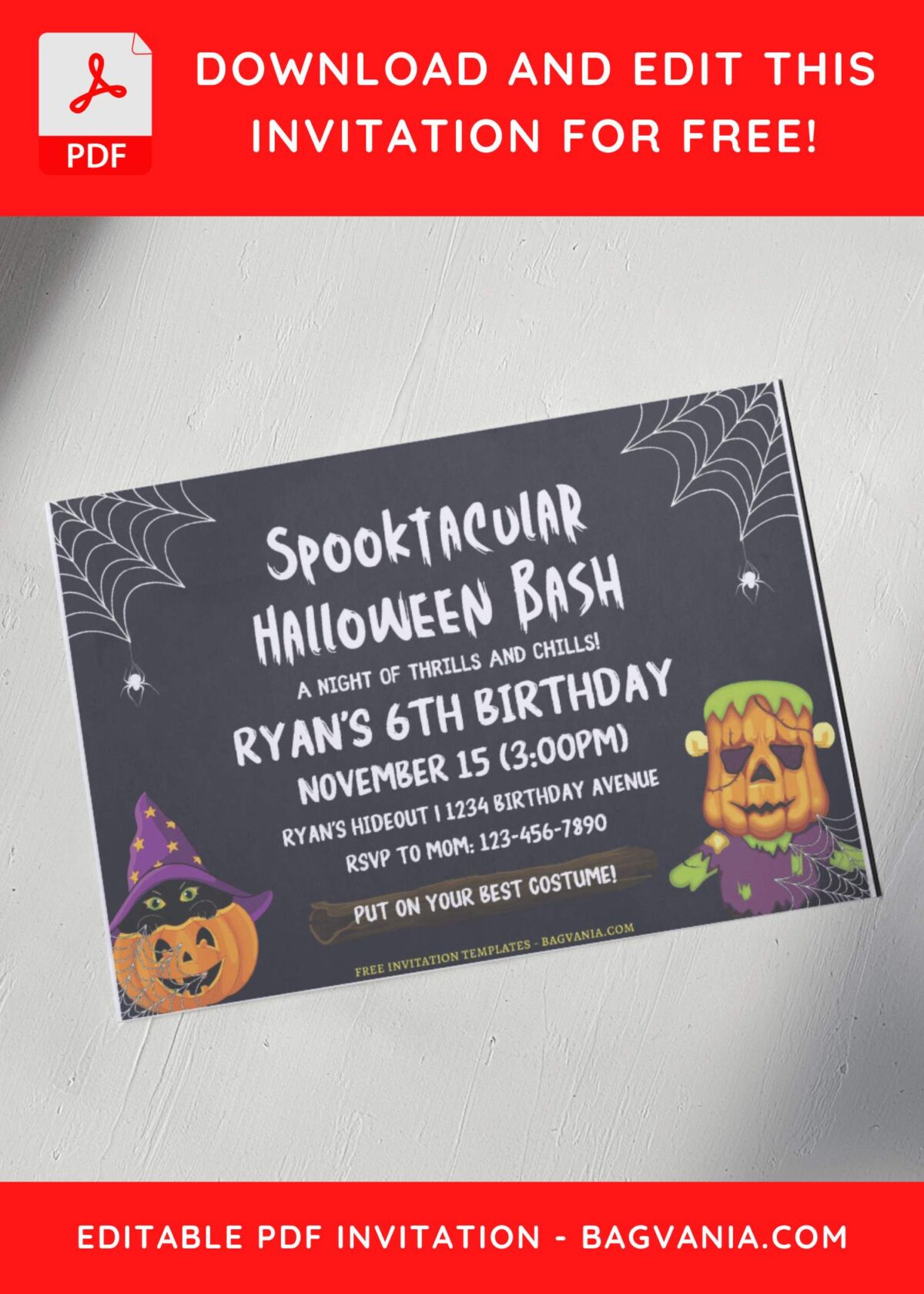(Free Editable PDF) Spooktacular Halloween Frankenstein Birthday Invitation Templates G