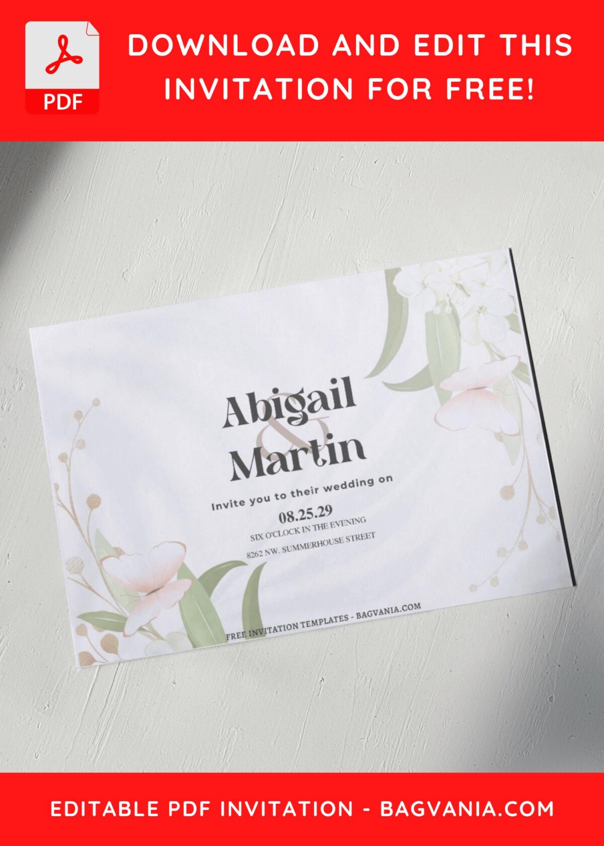 (Free Editable PDF) Delicate Petals Wedding Invitation Templates G