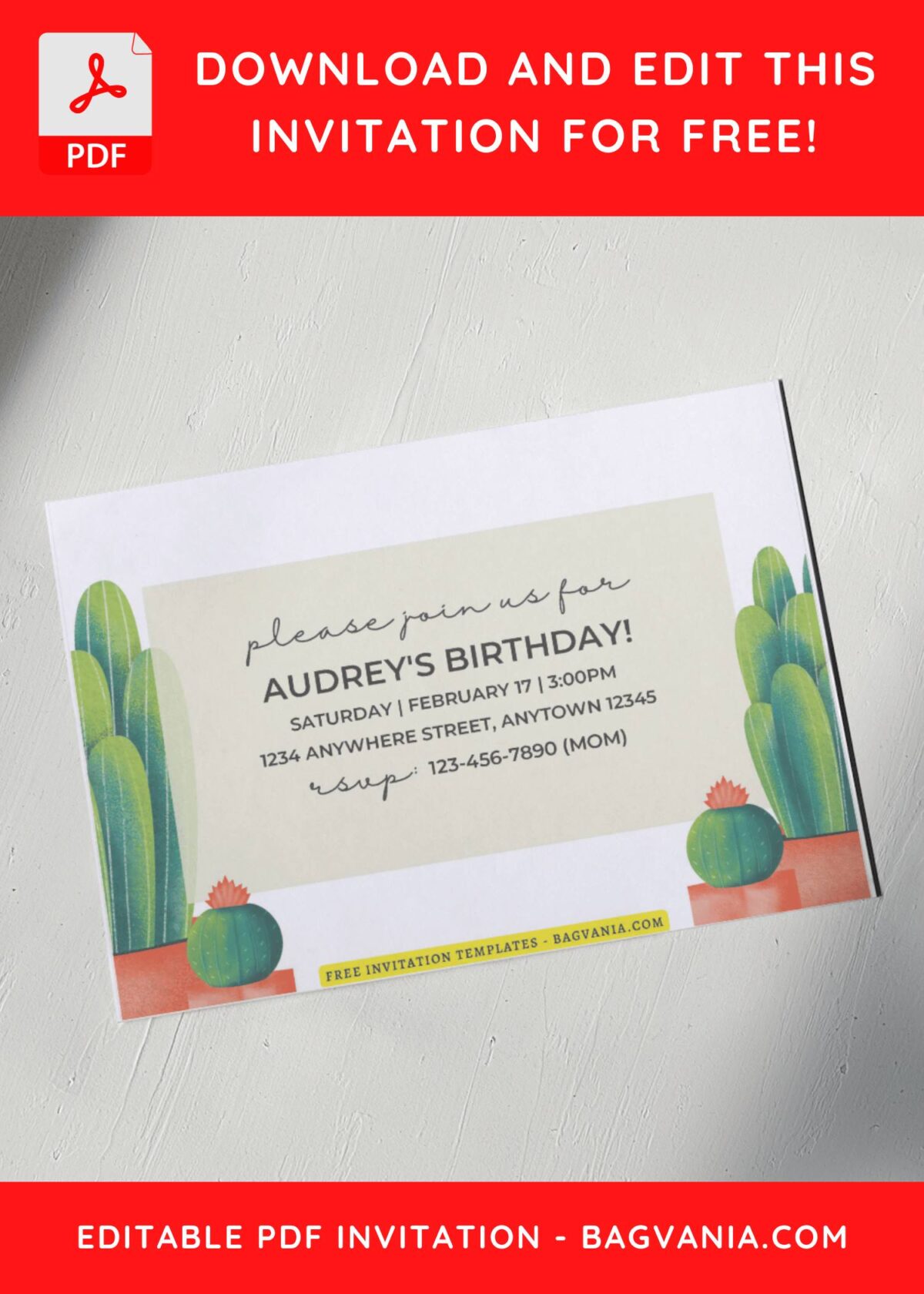 (Free Editable PDF) Chic Cactus Fiesta Birthday Invitation Templates G