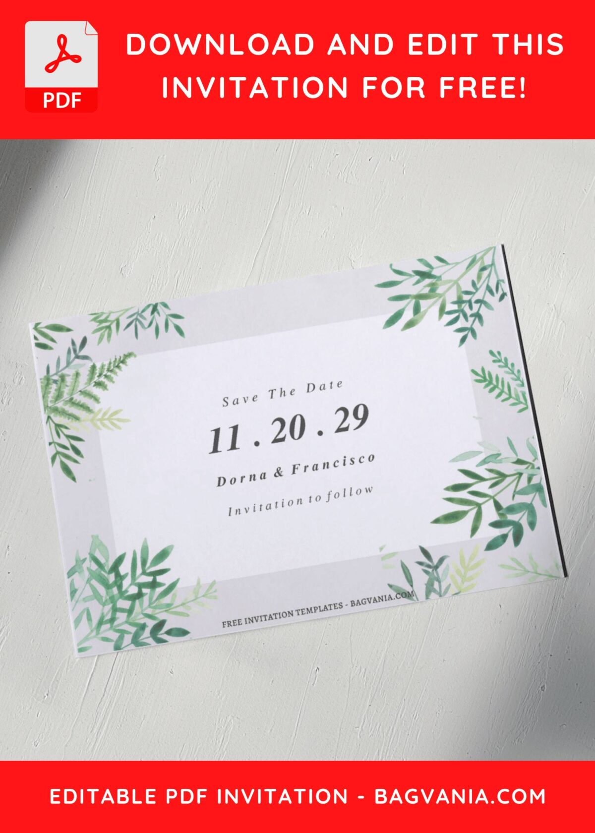 (Free Editable PDF) Gorgeous Dusty Greenery Wedding Invitation Templates G