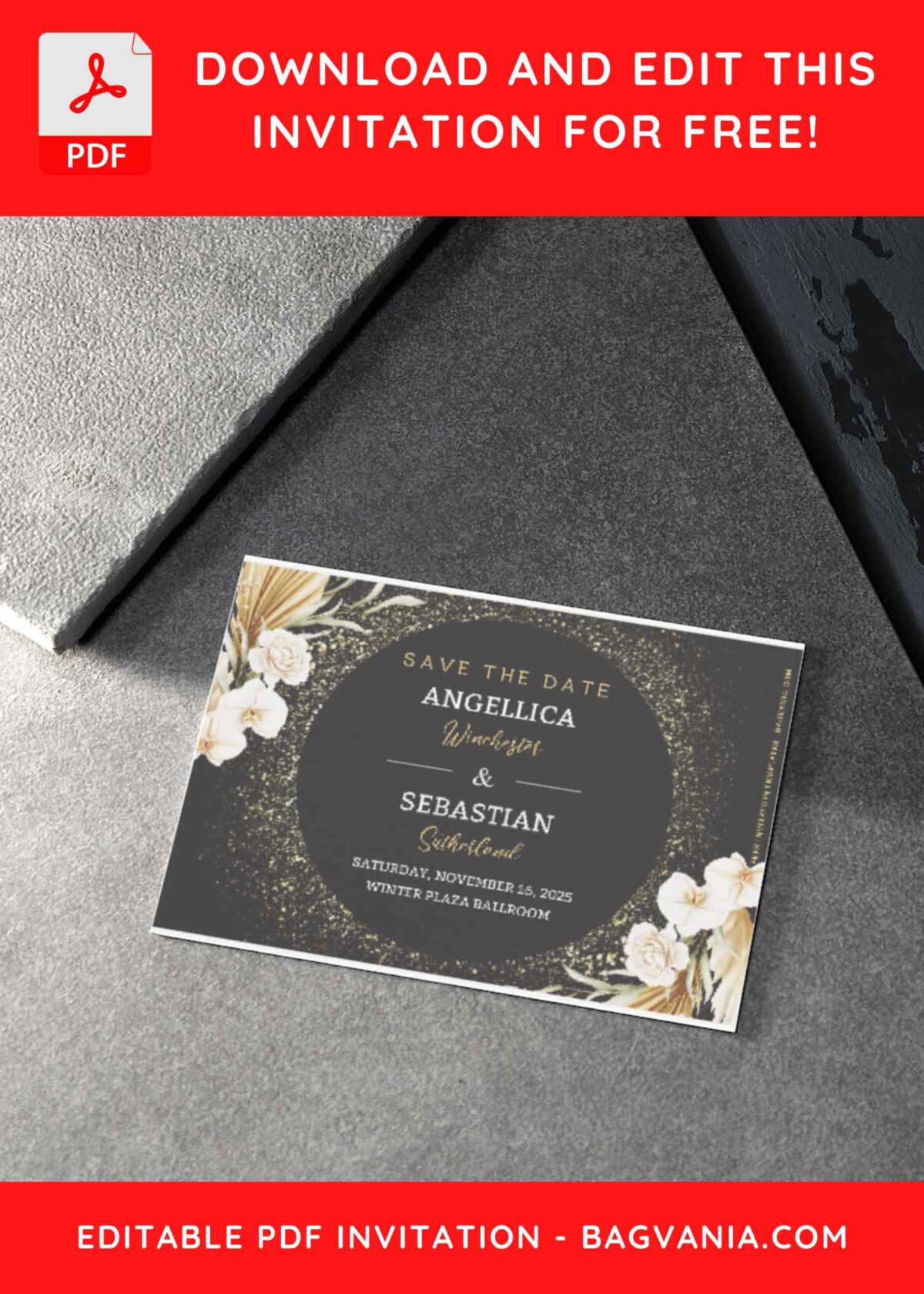 (Free Editable PDF) Simply Elegance Wedding Invitation Templates H