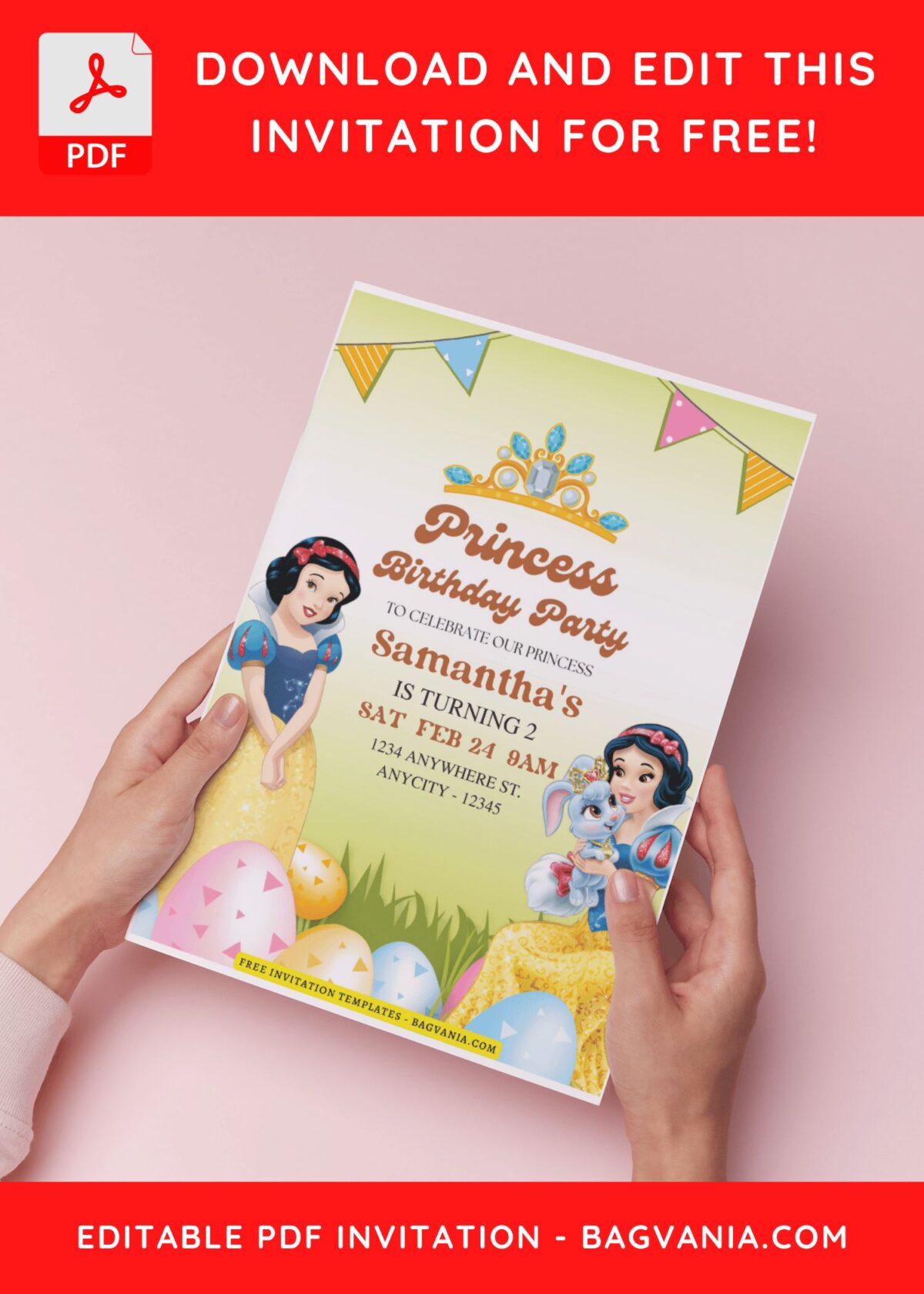 (Free Editable PDF) Magical Snow White Birthday Invitation Templates B