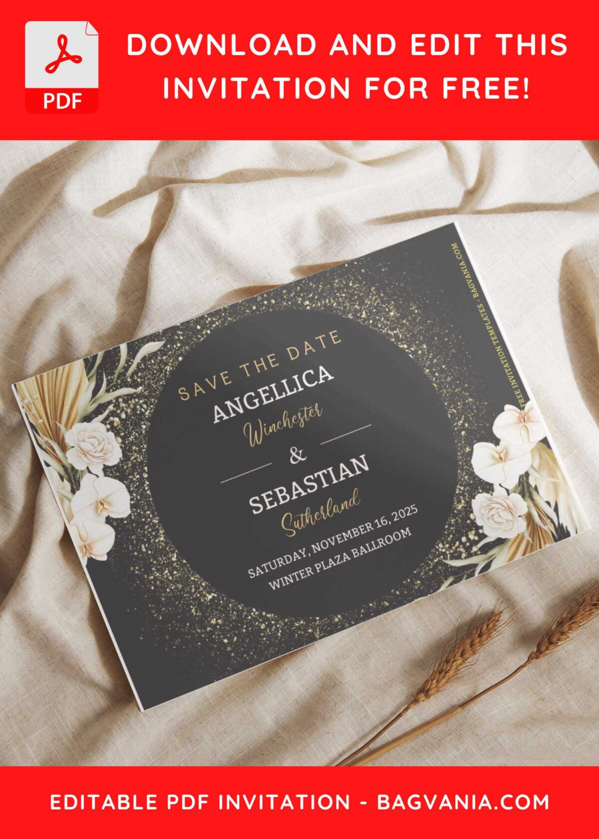 (Free Editable PDF) Simply Elegance Wedding Invitation Templates I