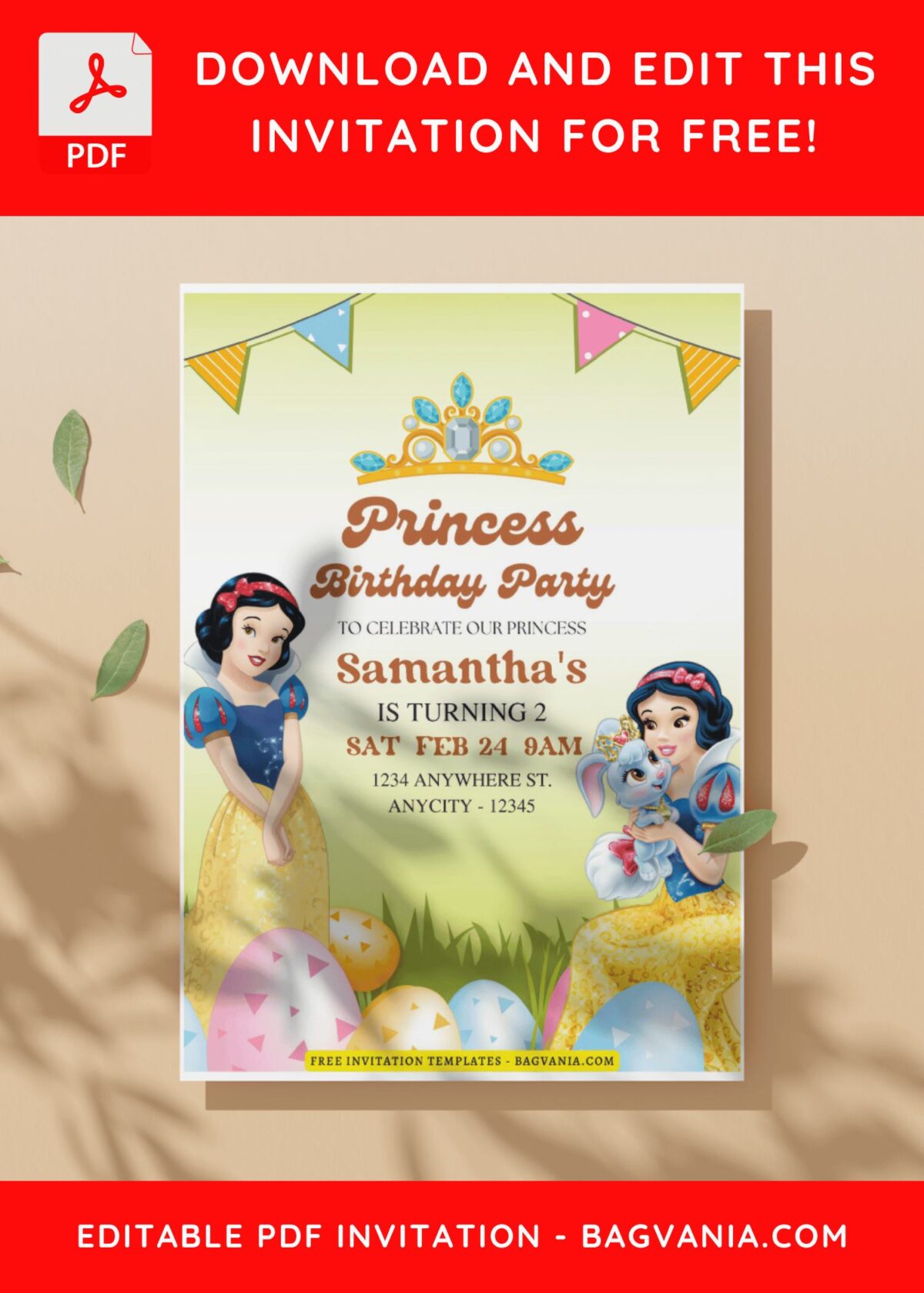 (Free Editable PDF) Magical Snow White Birthday Invitation Templates C